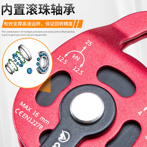 Polea Móvil Canle de 190mmx76mm de Aluminio con Rodamiento de Bolas para Elevación de Grúas e Instalación de Aires Acondicionados - Product Image 1