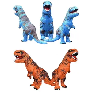 Trajes infláveis de dinossauro engraçados, fantasia de mascote animal T rex para Halloween, fantasia inflável para adultos