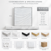 Cadre en bois de peinture de toile de vague de relief blanc minimaliste moderne pour le mariage ou le Ramadan suspendu Design fonctionnel