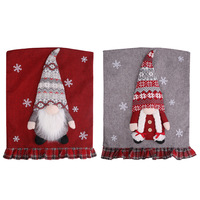 Nouvelles décorations de fête de noël rouge gris Gnome housses de dossier de chaise ensembles de Table tissu housse de chaise de noël pour décor de dîner à la maison 2022