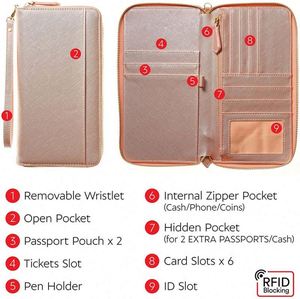 กระเป๋าใส่พาสปอร์ต RFID สำหรับโรงงานมาตรฐาน BSCI พร้อมสายคล้องมือสำหรับครอบครัว จัดเก็บเอกสารเดินทาง - Product Image 6