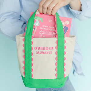 Sac fourre-tout portable brodé à bordure festonnée pour femme, petit sac à main décontracté en toile pour la lecture quotidienne - Product Image 3