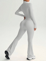Ensemble classique 2 pièces pour femme : veste de yoga respirante à fermeture éclair et pantalon évasé, sensation seconde peau, idéal pour la gym et le fitness