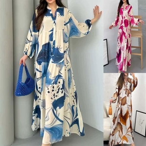 <span class=keywords><strong>Abito</strong></span> da donna casual a maniche lunghe stampato in stile europeo 2026 con scollo a V <span class=keywords><strong>elegante</strong></span> e vestibilità ampia - Product Image 6