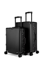 Valise de luxe avec cadre en aluminium de haute qualité avec couvercle ouvert Chariot rechargeable Bagage à main durable