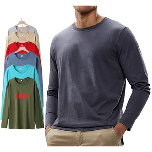 T-shirt unisexe à manches longues en CVC épais, de haute qualité, uni, pour broderie, impression, logo, tricoté, solide, 180g - Product Image 1