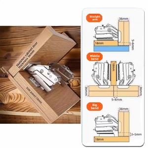 Cerniera idraulica ampio angolo per porta, con chiusura ammortizzata a 125 gradi, in acciaio laminato a freddo nichelato, design moderno a linea scheletrica - Product Image 4