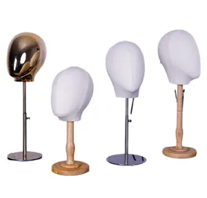 wholesale fabric covered or chrome gold/silver head mannequin female mannequin head for wig/hat display