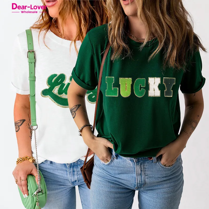 Dear-Lover Camisetas gráficas para mulheres personalizadas de alta qualidade OEM ODM para Dia de São Patrício por atacado
