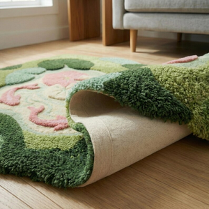 Moss Pink Koi Fish Wool Rug Irregular Hand Tufted Pond Inspired Area Carpet Custom Decorative <b>Floor</b> <b>Mat</b> <b>for</b> Bedroom Living Room - Product Image 4