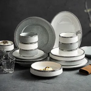 Reliëf 3d Sushi Geschenkset Doos Tafel Setting Porseleinen Schalen Kom Keuken Keramische Borden Sets Serviesgoed Voor Bruiloft