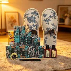 Juego de Amenidades de Hotel de Lujo de Alta Gama Directo de Fábrica, Serie de Artículos <span class=keywords><strong>para</strong></span> Habitaciones de Huéspedes de Alta Densidad con Pantuflas con Logotipo <span class=keywords><strong>para</strong></span> Resorts de Lujo - Product Image 2