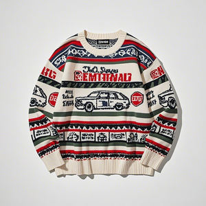 Suéter de Punto Casual de Invierno para Hombre, Logotipo Personalizado, Diseño de Letras Jacquard, Tejido Transpirable, Antiencogimiento y Antiarrugas - Product Image 4