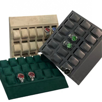Boîte de rangement multifonction pour montres, 18 compartiments en bois et flanelle verte, présentoir à bijoux, étagère à pendentifs, vitrine, modèle L32