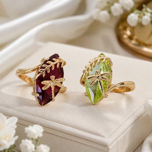 Anello a forma di libellula in stile verde, design naturale, accessori alla moda per l'uso quotidiano - Product Image 5