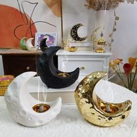 Arabian Art Deco Brûleur d'encens Céramique Moon Jar Objet décoratif pour la maison pour le Ramadan & Eid Mubarak