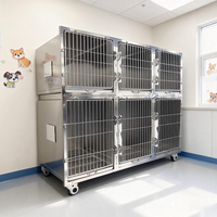 Cage pour chien en acier inoxydable 304, cage pour chien d'intérieur en acier inoxydable, cage à 6 compartiments robuste avec roulettes, utilisable pour les foyers ou les animaleries