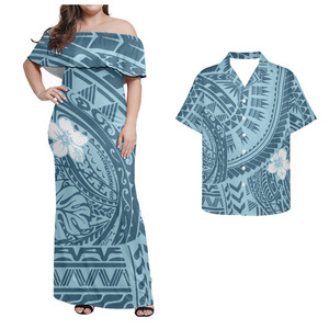 Abiti con Design Polinesiano, Vestito da Donna con Spalle Scoperte, Stampa Tribale Tropicale di Lusso, Elegante Abbigliamento da Festa, Vestito delle Isole del Pacifico - Product Image 1