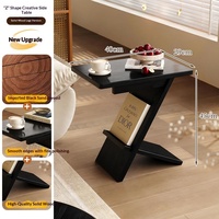 Table d'appoint de canapé en bois massif de style vintage, étagère mobile, table à thé créative, table de chevet de chambre à coucher, cadre en acier inoxydable