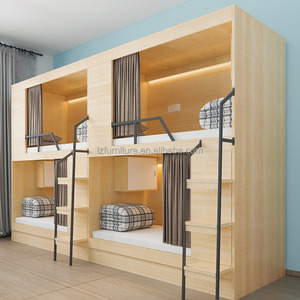 Modern King-Size Solid Oak Wood Capsule Bed Melamine Panel for Hotel School Dormitory Hostel Hospital Use-Customizable Color - Product Image 2