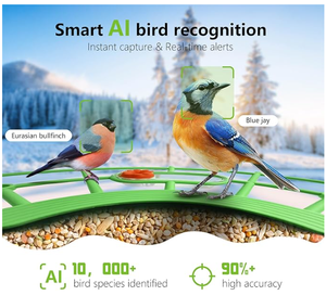 Mangeoire à <span class=keywords><strong>oiseaux</strong></span> avec caméra IA pour identifier <span class=keywords><strong>les</strong></span> espèces d'<span class=keywords><strong>oiseaux</strong></span>, panneau solaire - Nichoir intelligent avec vidéo HD+ 1080P, diffusion en direct instantanée - Product Image 6