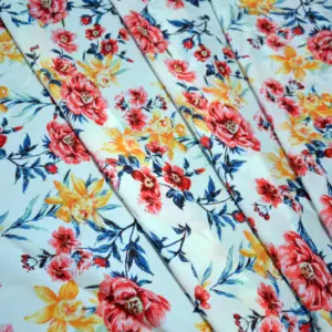 75D 100% Vải Polyester Bán Buôn Floral Print Moss Crepe Vải Voan Với Floral Pattern Nước In Ấn Habijabi