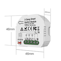 Module d'interrupteur intelligent WiFi BLE DIY Langyeao Mini 3 Gang 1/2 voie compatible Smart Life/Tuya, télécommande Google Home, panneau tactile 240V