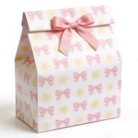 Sacs en papier imprimés nœuds adorables avec fermeture ruban pré-noué, robustes pour l'emballage de cadeaux de douche nuptiale et les sacs de dragées de mariage