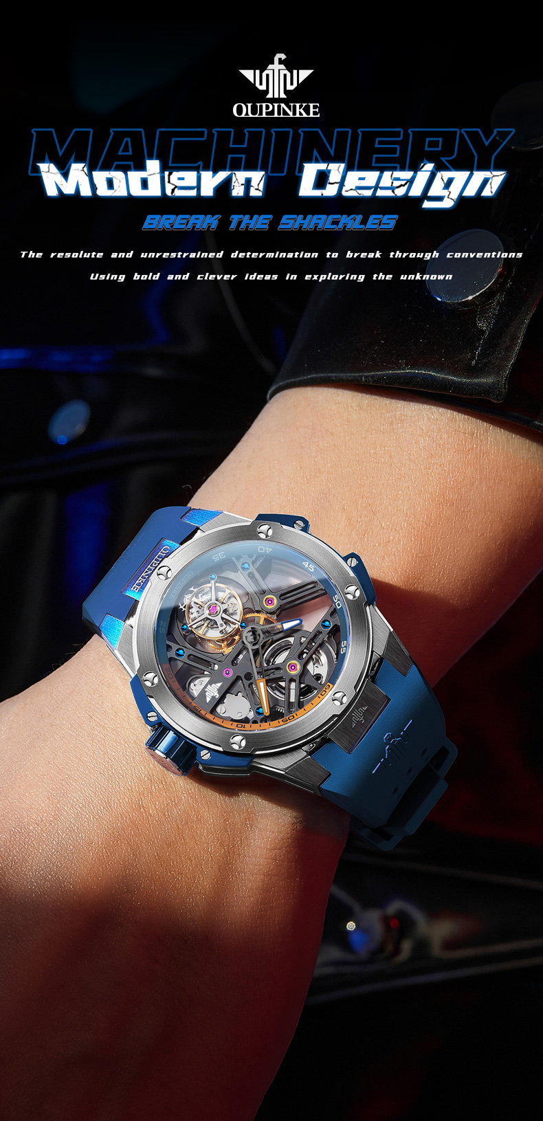 Orologio da Polso Automatico Meccanico da Uomo Poedagar 1410 Impermeabile Luminoso con Cinturino in Acciaio Inossidabile e Tourbillon a Vista