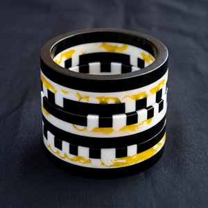 Eco Friendly Acrylic Resin Bangle Bracelet with <b>Spacers</b> Wide Irregular Striped Wedding Jewelry for Women - Product Image 1