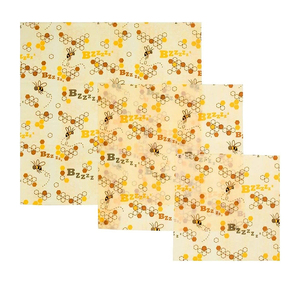 Customized Organic Cotton Reusable Beeswax Food Wraps Set 3Pcs Assorted Sustainable Beeswax Wrap Washable Wax Wrapping