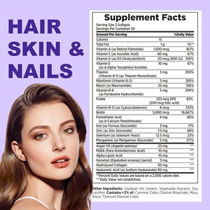 Cápsulas Blandas para Cabello, Piel y Uñas del Fabricante, Esenciales para la Elasticidad de la Piel con Vitaminas Antioxidantes C y E, Suplemento de Belleza - Product Image 2