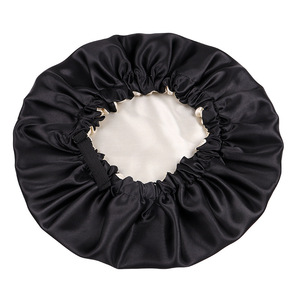 Bonnet <span class=keywords><strong>de</strong></span> nuit en satin double couche réglable, imperméable, pour la douche et le <span class=keywords><strong>bain</strong></span>, avec élastiques ajustables pour cheveux bouclés naturels - Product Image 6