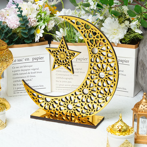 Décoration de table en bois acrylique avec étoiles et croissant de lune pour le festival du Ramadan au Moyen-Orient - Product Image 3
