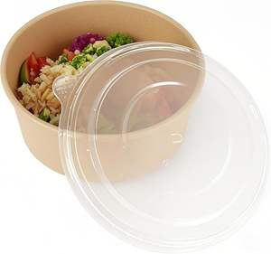 Bol à salade en papier 40oz jetable biodégradable avec couvercle en PET, impression personnalisée en gros pour café, petit-déjeuner, collation, aliments chauds ou froids - Product Image 4