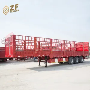 中国名牌3轴围栏货物侧墙半挂车围栏半卡车挂车出售