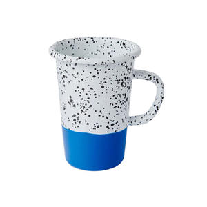 16oz Vaisselle Café Eau Thé Lait Vin Alcool Boisson V Forme Vert Trempé Motif Moucheté Long Émail Gobelet avec Poignée - Product Image 5