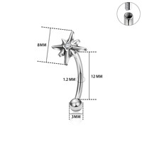 G23 ASTM F136 Titanium 16G CZ Labret Piercing pour les lèvres Fil interne du nombril Cartilage Tragus Helix Stud pour le corps des femmes