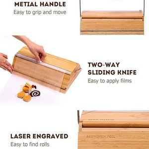Wooden Plastic <b>Wrap</b> Cutter Rectangle Natural Wood Color With Wooden Lid For <b>Kitchen</b> Food Storage And Container - Product Image 5