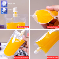 Pochette souple transparente anti-humidité avec bec verseur pour eau, jus, vodka, bière, champagne, tequila, eau minérale et autres boissons
