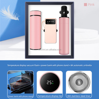 Nouvel Arrivage Promotionnel : Coffret Cadeau Parapluie et Batterie Externe 10000mAh en Forme de Gourde, Ouverture et Fermeture Automatiques, en Acier Inoxydable, Personnalisable