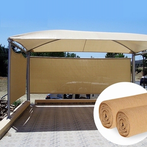 Voile d'ombrage pour abri <span class=keywords><strong>de</strong></span> voiture en HDPE, couleur beige, résistante aux UV, portable, coupe-vent, robuste, pour jardin - Product Image 5