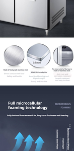 NUELEAD NE-1102 1M Commercial Air Cooled Stainless Steel Double Doors 310L Food Prep <b>Table</b> Digital Display 0-10 Temperature - Product Image 4