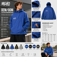 Veste coupe-vent à capuche pour homme, fermeture éclair sur le devant, coupe-vent respirant léger, coupe ample, streetwear, pull-over, OEM personnalisé