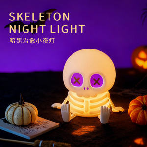 Halloween <b>Skull</b> Night Light RGB LED Ambient Light For Living Room Bedroom <b>Decor</b> With Lithium Battery Power - Product Image 5