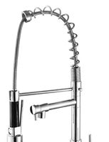 Robinets de cuisine monotrou montés sur pont avec tuyaux flexibles d'eau chaude et froide Poignée simple extractible en acier plastique