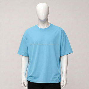 Camiseta Unisex Azul Claro 100% Algodón de Manga Corta con Cuello Redondo, Estilo Casual Holgado, Tejido con Logotipo Frontal, Ecológica - Product Image 4