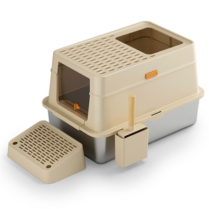 Pelle coulissante Nettoyage facile Multi Couleur Portable De Luxe En Acier Inoxydable Litière Pour Chat Toilette Pour Animaux De Compagnie Chat <span class=keywords><strong>Bac</strong></span> À <span class=keywords><strong>Sable</strong></span> - Product Image 4