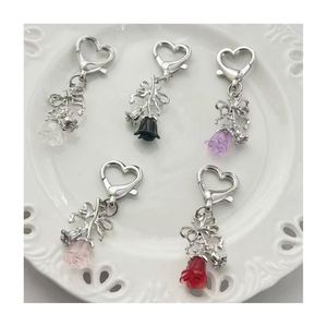 Girl Cute Red Rose Red Black White Pink Fashion Design Vintage Car Keyholder <b>Key</b> <b>Chain</b> Pendant Bag Accessories - Product Image 1