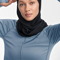 Vêtements de Sport Modestes Personnalisés pour Femmes Musulmanes, Haut de Sport Respirant à Manches Longues avec Fermeture Éclair, Tunique d'Entraînement Compatible Hijab